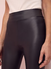 Lipsy Black Petite High Waist Leather Look Leggings - Image 4 of 4