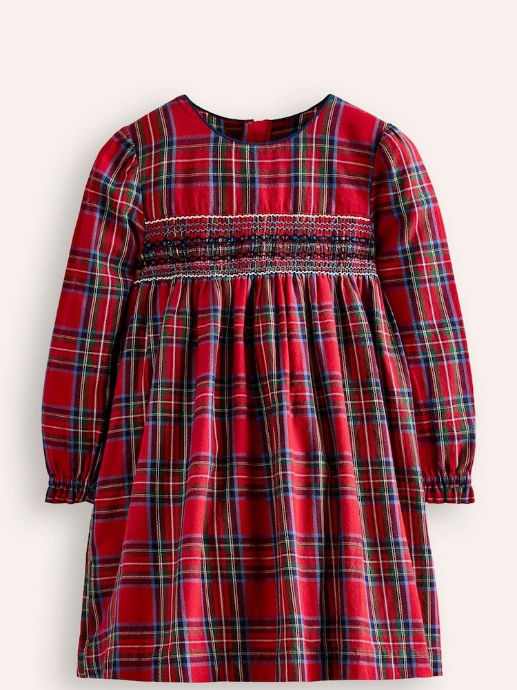 Boden Red Bess Check Cosy Smocked Dress - Image 1 of 3 Boden Red Bess Check Cosy Smocked Dress - Image 1 of 3