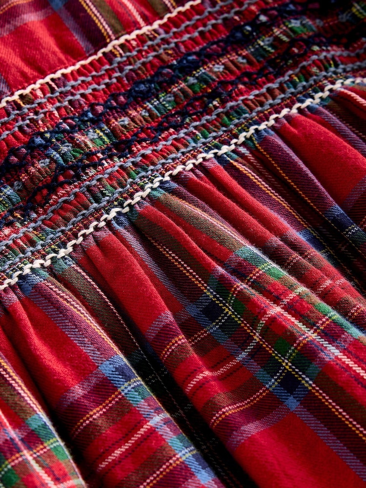 Boden Red Bess Check Cosy Smocked Dress - Image 3 of 3