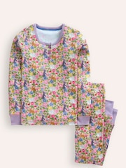 Boden Pink Bunny Snug Henley 100% Cotton Pyjamas - Image 1 of 3