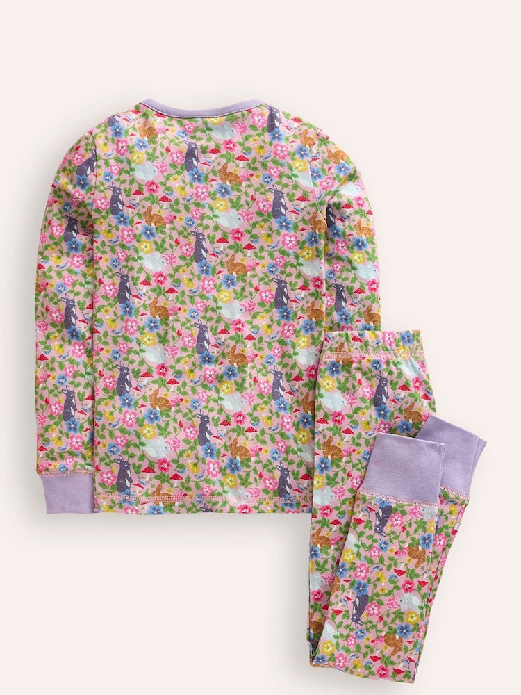 Boden Pink Bunny Snug Henley 100% Cotton Pyjamas - Image 2 of 3