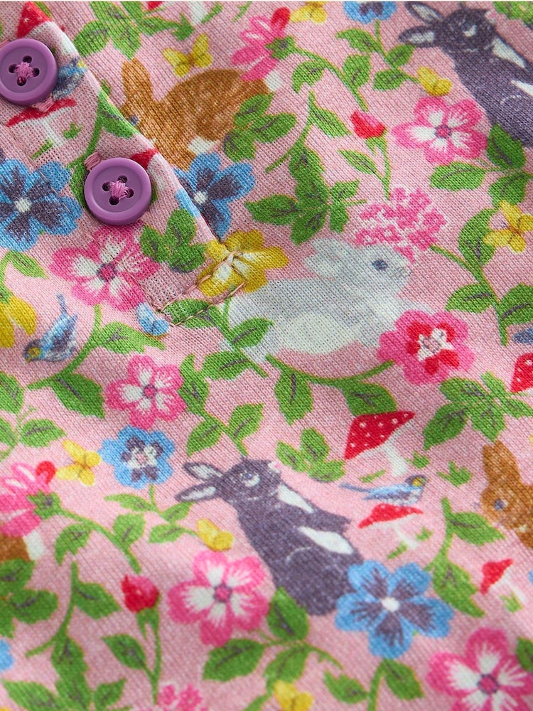 Boden Pink Bunny Snug Henley 100% Cotton Pyjamas - Image 3 of 3