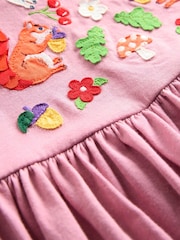 Boden Pink Nellie Woodland Appliqué Flare 100% Cotton Dress - Image 3 of 3