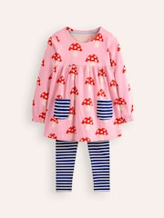 Boden Pink 100% Cotton Print Top and Leggings Set - Image 1 of 3