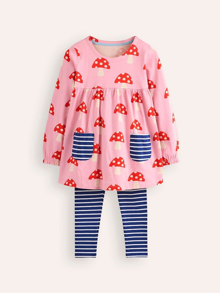 Boden Pink 100% Cotton Print Top and Leggings Set - Image 1 of 3