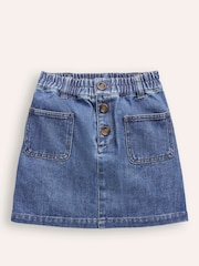 Boden Blue Button Pull-On Mini 100% Cotton Skirt - Image 1 of 3