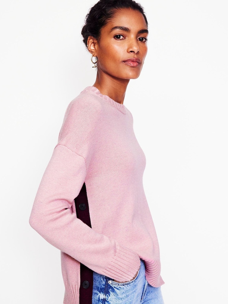 Boden Pink Zia Button Side Jumper - Image 1 of 4 Boden Pink Zia Button Side Jumper - Image 1 of 4