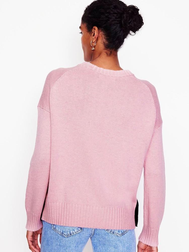 Boden Pink Zia Button Side Jumper - Image 2 of 4 Boden Pink Zia Button Side Jumper - Image 2 of 4