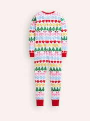 Boden All Christmas Nightwear Fair Isle Pattern Snug All-In-One 100% Cotton Pyjamas - صورة 2 من 3