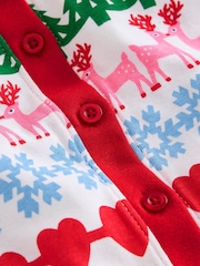 Boden All Christmas Nightwear Fair Isle Pattern Snug All-In-One 100% Cotton Pyjamas - صورة 3 من 3