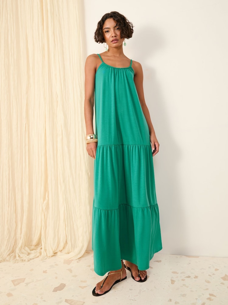 Friends Like These Green Plaited Strappy Maxi Sun Dress - Image 1 of 4