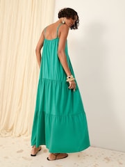 Friends Like These Green Plaited Strappy Maxi Sun Dress - Image 4 of 4