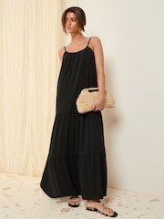 Friends Like These Black Plaited Strappy Maxi Sun Dress - Image 3 of 5