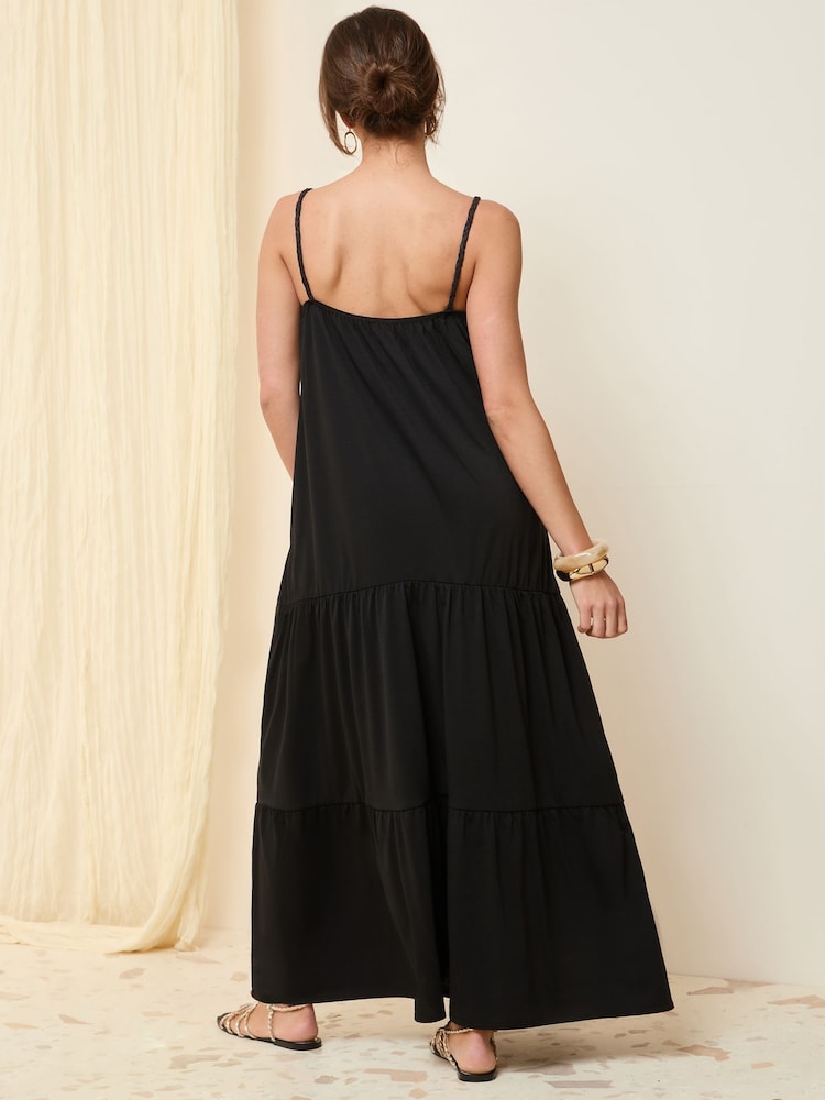 Friends Like These Black Plaited Strappy Maxi Sun Dress - Image 5 of 5