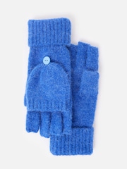 Oliver Bonas Blue Knitted Fingerless Mitten Gloves - Image 3 of 6