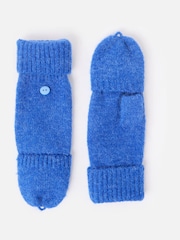 Oliver Bonas Blue Knitted Fingerless Mitten Gloves - Image 4 of 6