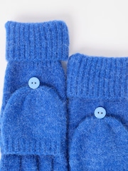 Oliver Bonas Blue Knitted Fingerless Mitten Gloves - Image 5 of 6