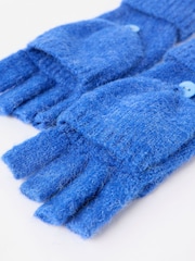 Oliver Bonas Blue Knitted Fingerless Mitten Gloves - Image 6 of 6