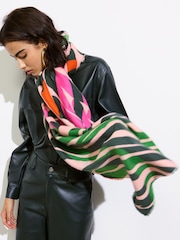 Oliver Bonas Green Zebra Print Lightweight Scarf - Image 2 of 7