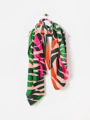 Oliver Bonas Green Zebra Print Lightweight Scarf - Image 3 of 7