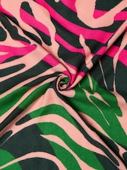 Oliver Bonas Green Zebra Print Lightweight Scarf - Image 5 of 7