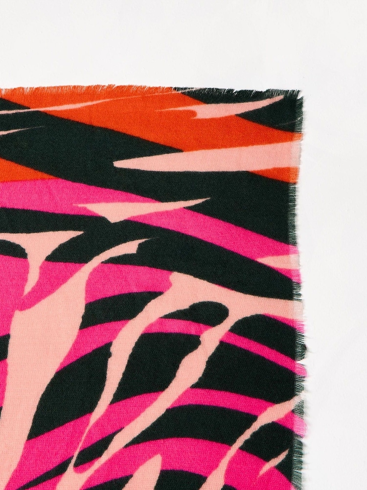 Oliver Bonas Green Zebra Print Lightweight Scarf - Image 7 of 7
