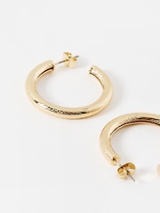 Oliver Bonas Gold Tone Ziada Textured Small Hoops - Image 3 of 3