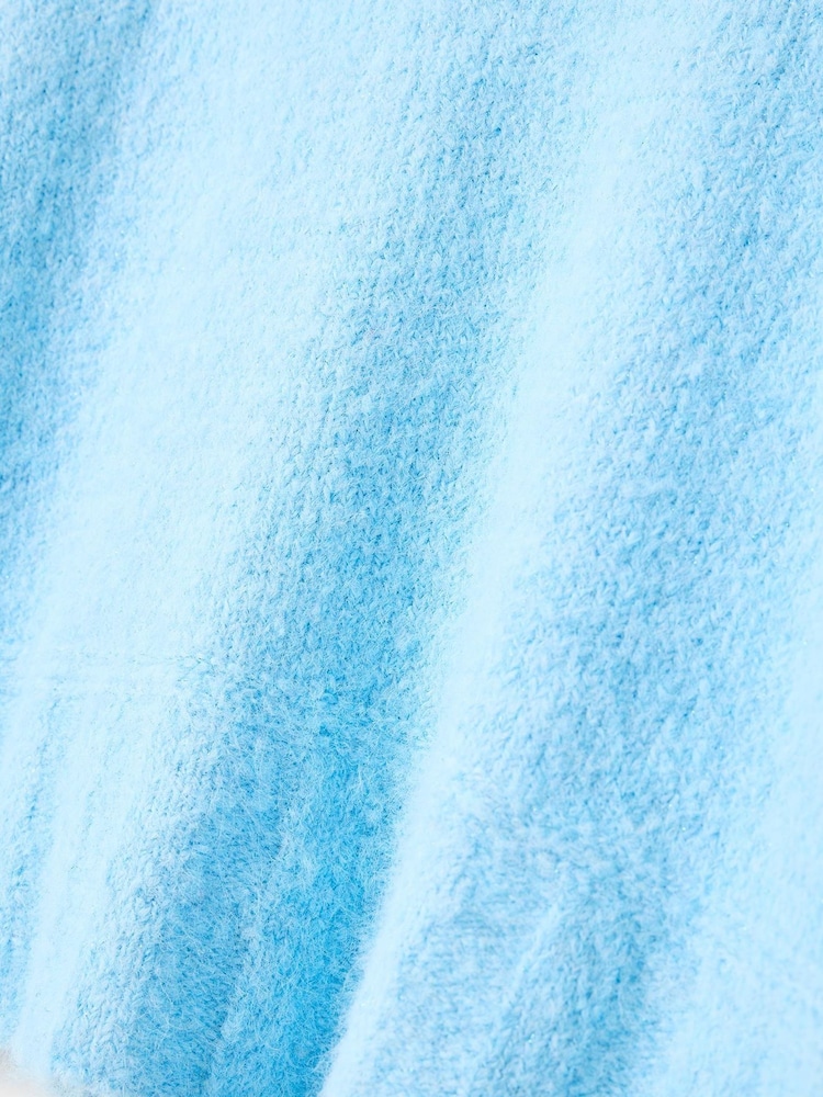 Oliver Bonas Blue Fluffy Chunky Rib Roll Neck Jumper - Image 6 of 6 Oliver Bonas Blue Fluffy Chunky Rib Roll Neck Jumper - Image 6 of 6