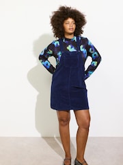 Oliver Bonas Blue Corduroy Pinafore Dress - Image 2 of 7