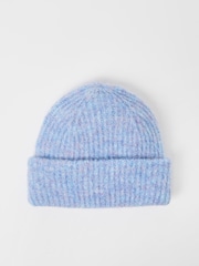Oliver Bonas Blue Marl Knitted Beanie Hat - Image 1 of 5