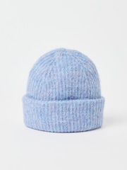 Oliver Bonas Blue Marl Knitted Beanie Hat - Image 2 of 5