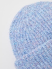 Oliver Bonas Blue Marl Knitted Beanie Hat - Image 3 of 5