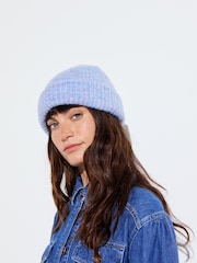Oliver Bonas Blue Marl Knitted Beanie Hat - Image 5 of 5