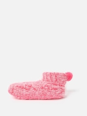 Oliver Bonas Pink Chenille Fluffy Slipper Boots - Image 1 of 6