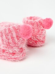 Oliver Bonas Pink Chenille Fluffy Slipper Boots - Image 4 of 6