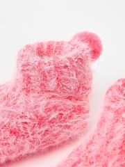 Oliver Bonas Pink Chenille Fluffy Slipper Boots - Image 5 of 6