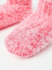 Oliver Bonas Pink Chenille Fluffy Slipper Boots - Image 6 of 6