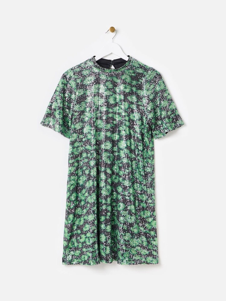 Rochie mini cu paiete și model leopard Oliver Bonas - Image 1 of 5