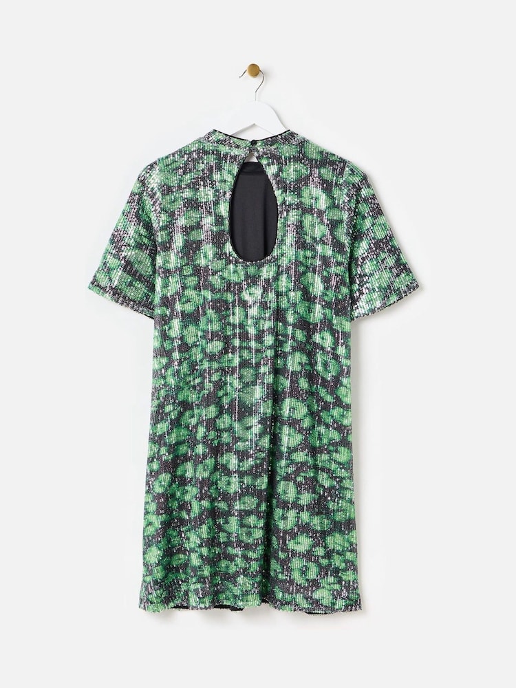 Rochie mini cu paiete și model leopard Oliver Bonas - Image 2 of 5