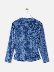 Oliver Bonas Blue Embossed Velvet Top - Image 2 of 6