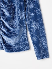Oliver Bonas Blue Embossed Velvet Top - Image 4 of 6