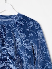 Oliver Bonas Blue Embossed Velvet Top - Image 5 of 6