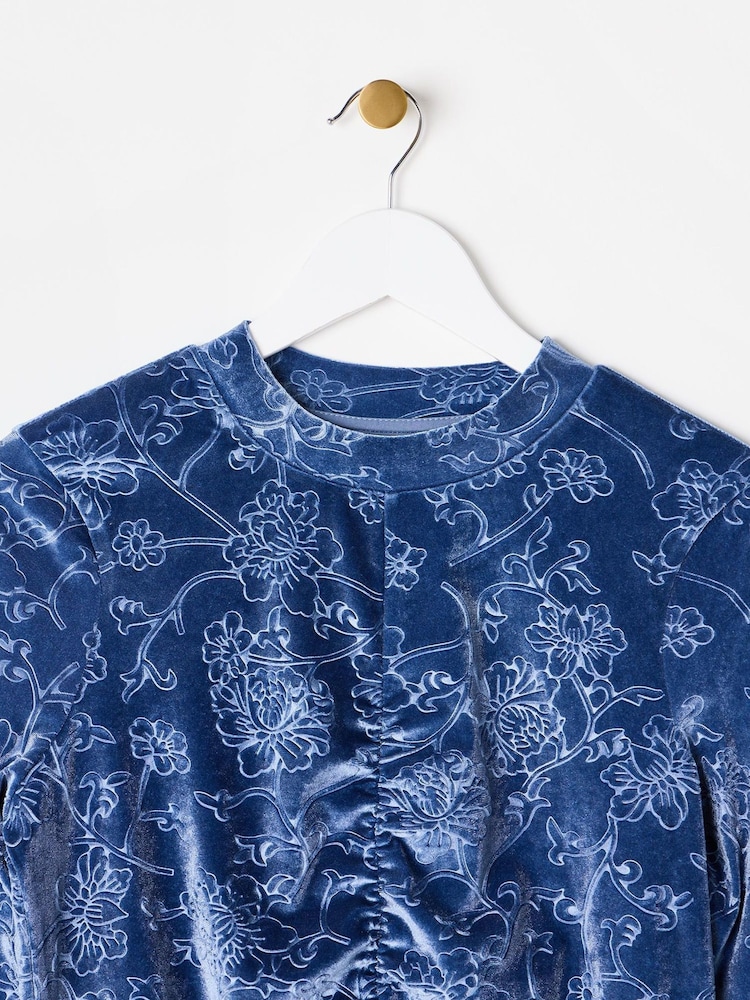 Oliver Bonas Blue Embossed Velvet Top - Image 6 of 6