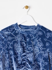 Oliver Bonas Blue Embossed Velvet Top - Image 9 of 9