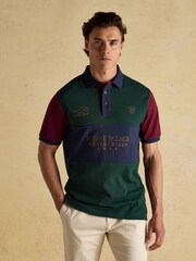Joules Official Scone Green Colourblock Pique Polo Shirt - Image 1 of 8