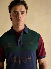 Joules Official Scone Green Colourblock Pique Polo Shirt - Image 3 of 8