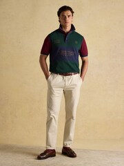 Joules Official Scone Green Colourblock Pique Polo Shirt - Image 7 of 8