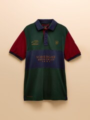 Joules Official Scone Green Colourblock Pique Polo Shirt - Image 8 of 8