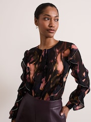 Phase Eight Black Cordelia Ruffle Blouse - Image 1 of 7