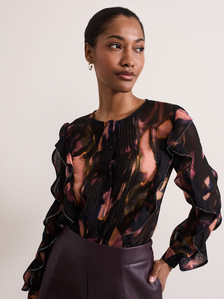 Phase Eight Black Cordelia Ruffle Blouse - Image 1 of 7